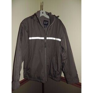 Gap Gray Hooded w pockets Windbreaker Rain Coat Jacket Size S